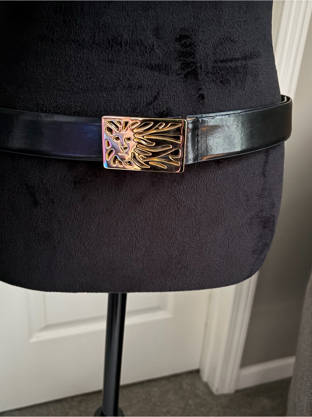 Anne Klein Cream Synthetic Belt with Embossed Branding